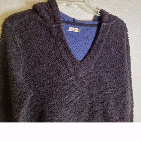 Faherty Seabrook Pullover Black Marled Hooded Top Sweater Surf Beach Sz M - Picture 3 of 8